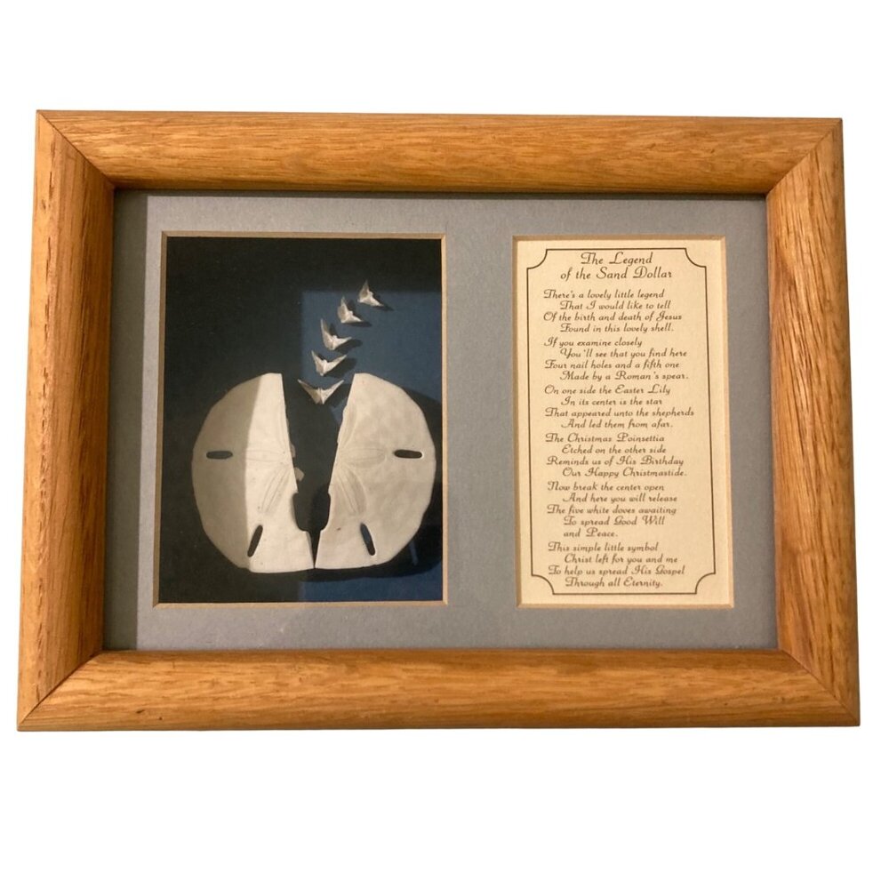 Vintage Legend Of The Sand Dollar Shadow Box Framed Doves of Peace